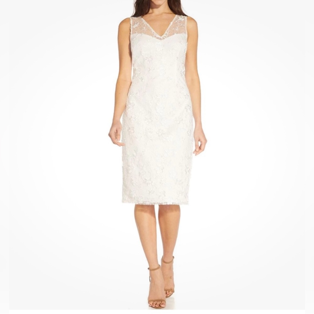 NEW Adrianna Papell dress size 2 ivory cream‎ embroidered cocktail dress 🩷